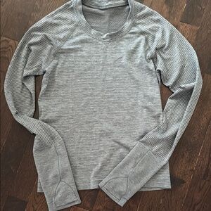 Gray Striped Long Sleeve Top